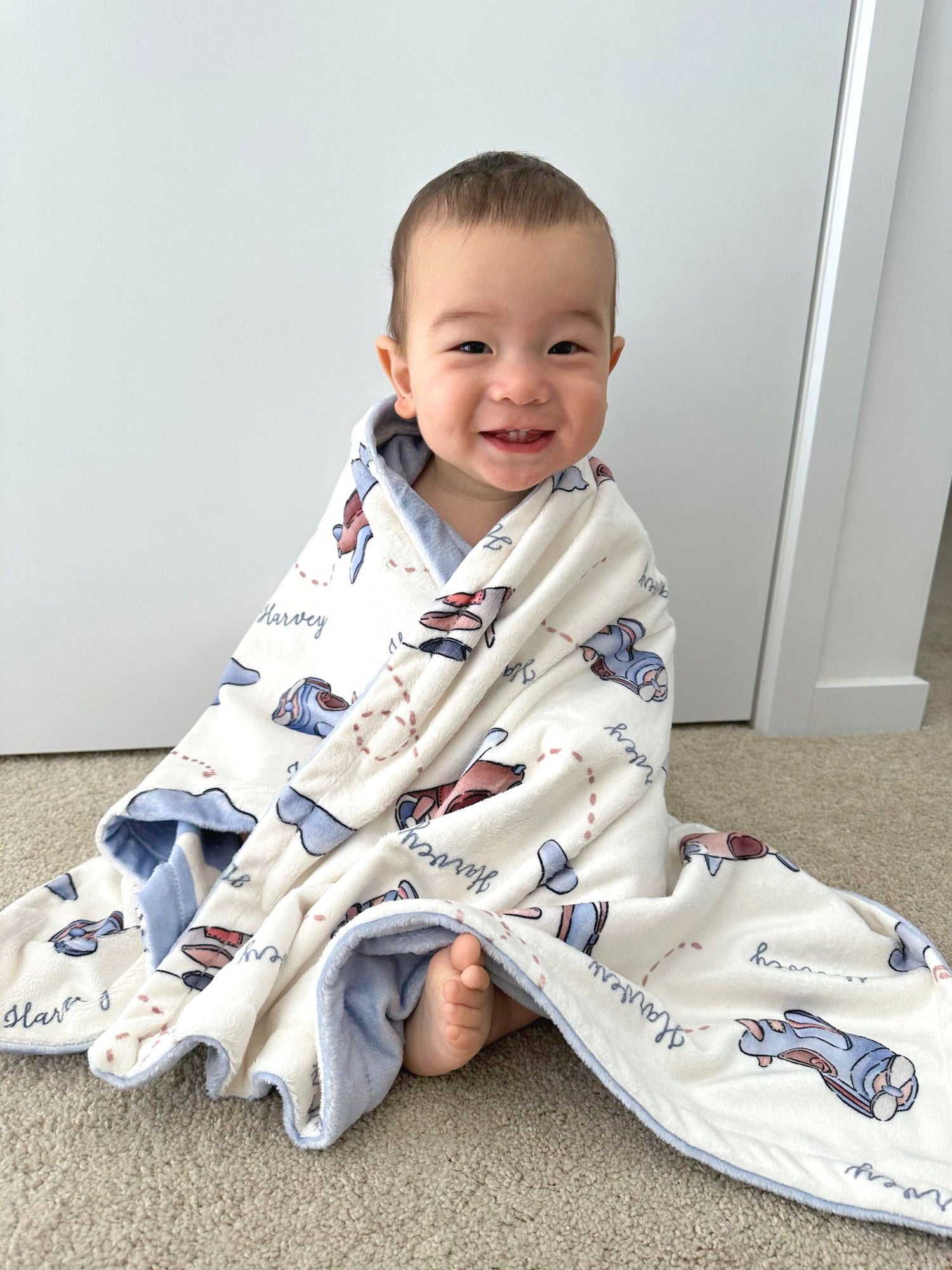 Personalised Named Baby Blankets Blue Mink Blue mink